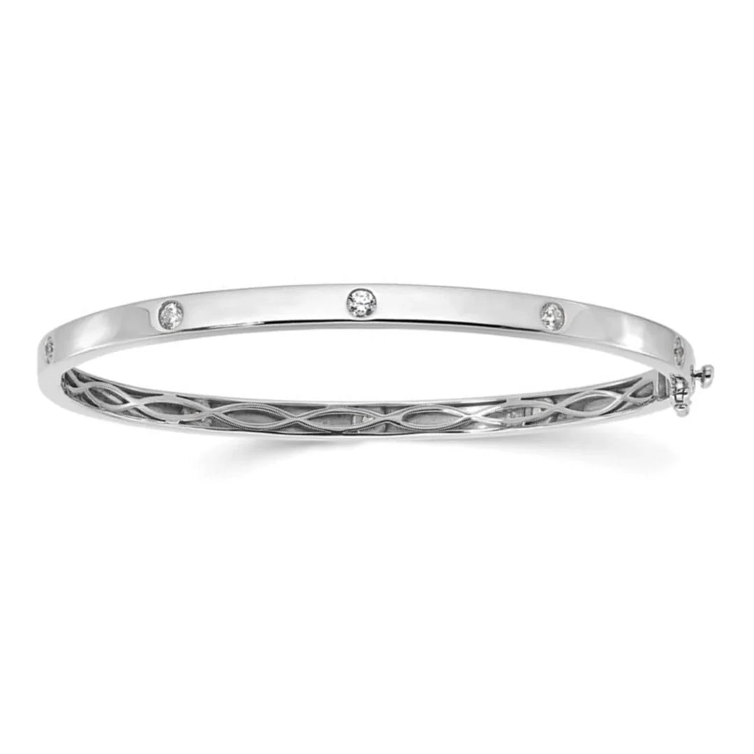 14k White Gold 3/4 Carat Lab Diamond Bangle Bracelet - Fine Diamond