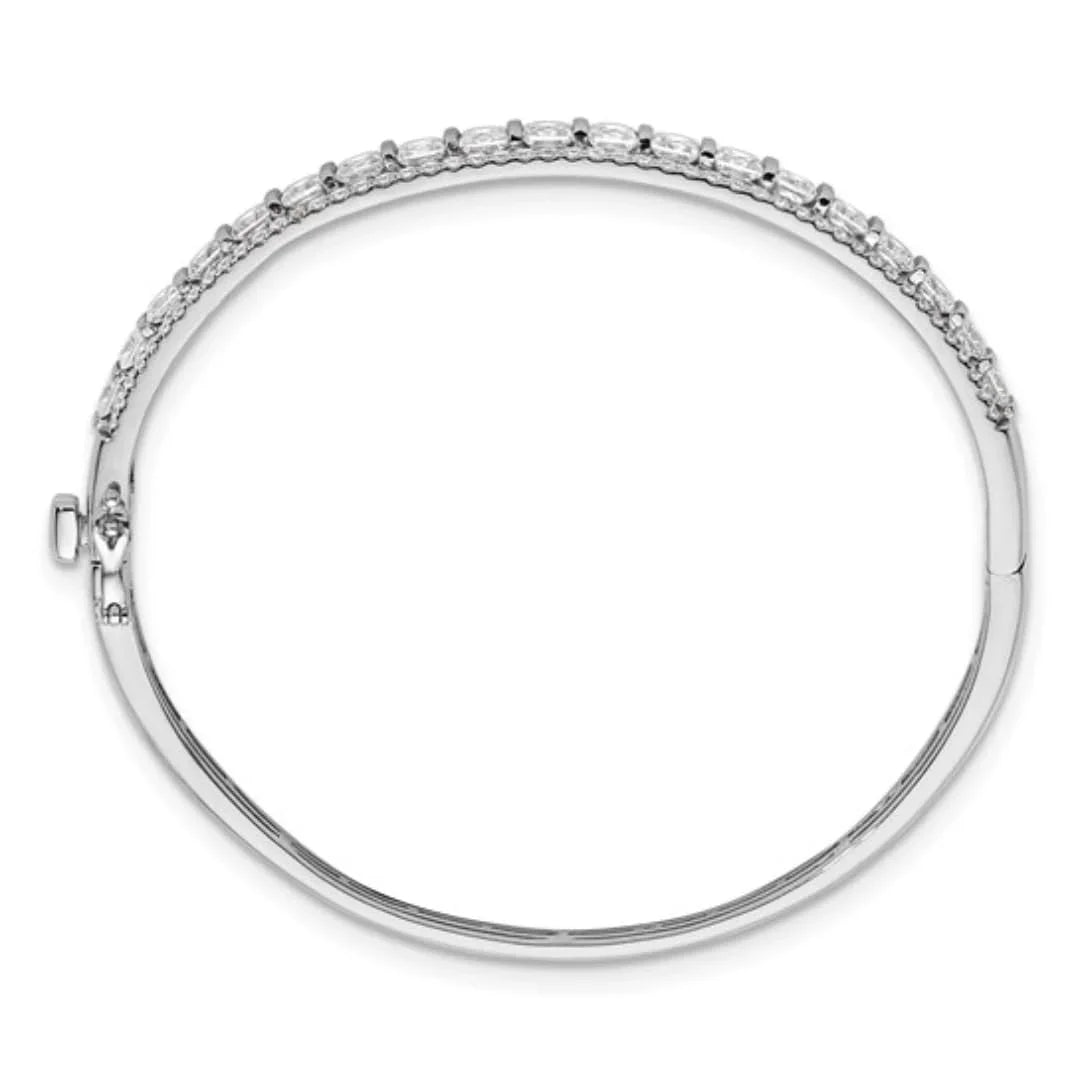 14k White Gold 5 carat Lab Grown Diamond Bangle Bracelet - Fine Diamond