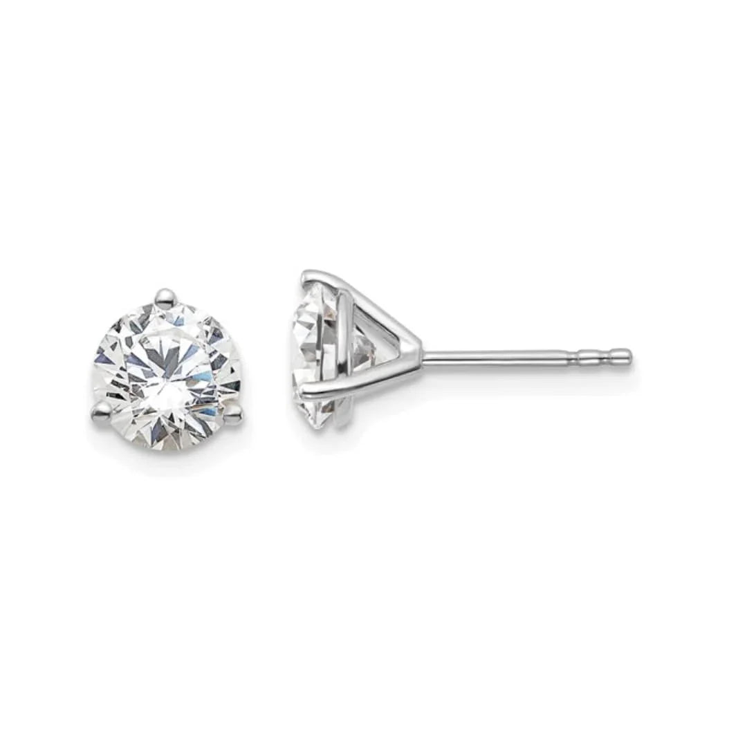 14K White Gold Lab Diamond Round Shaped Stud Earrings - Fine Diamond