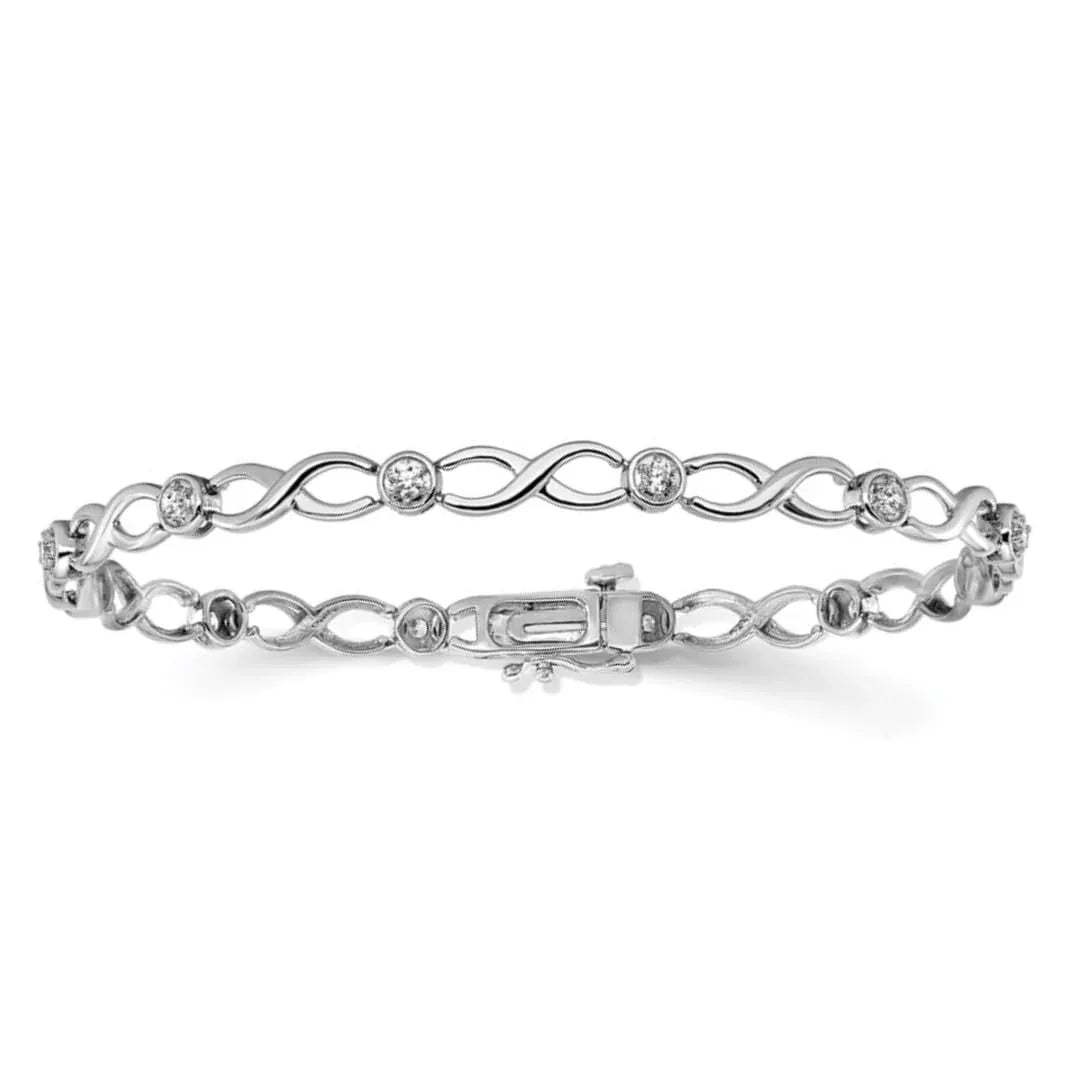 14k White Gold 1/2Carat Lab Grown Diamond Infinity Bracelet - Fine Diamond