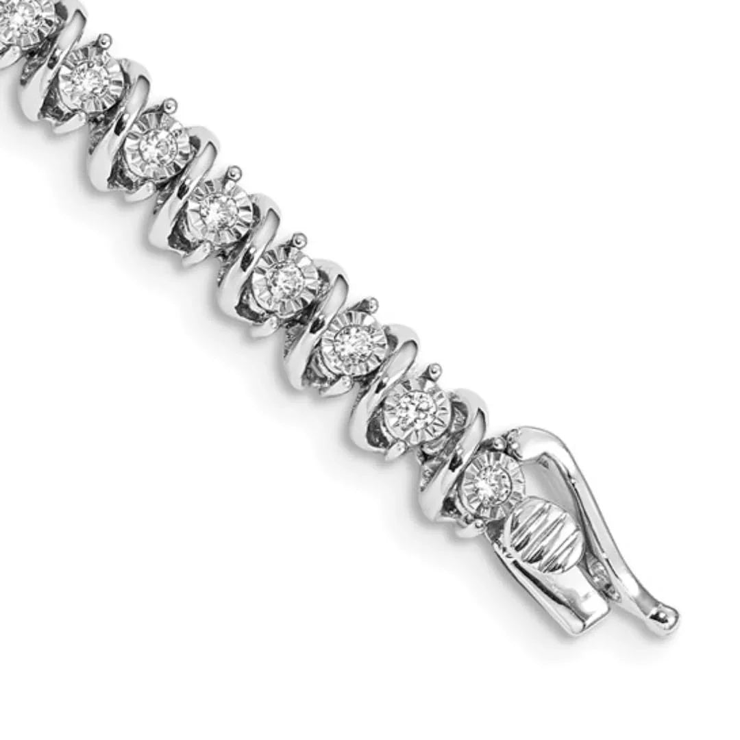 14k White Gold Lab Diamond S-link Tennis Bracelet - Fine Diamond