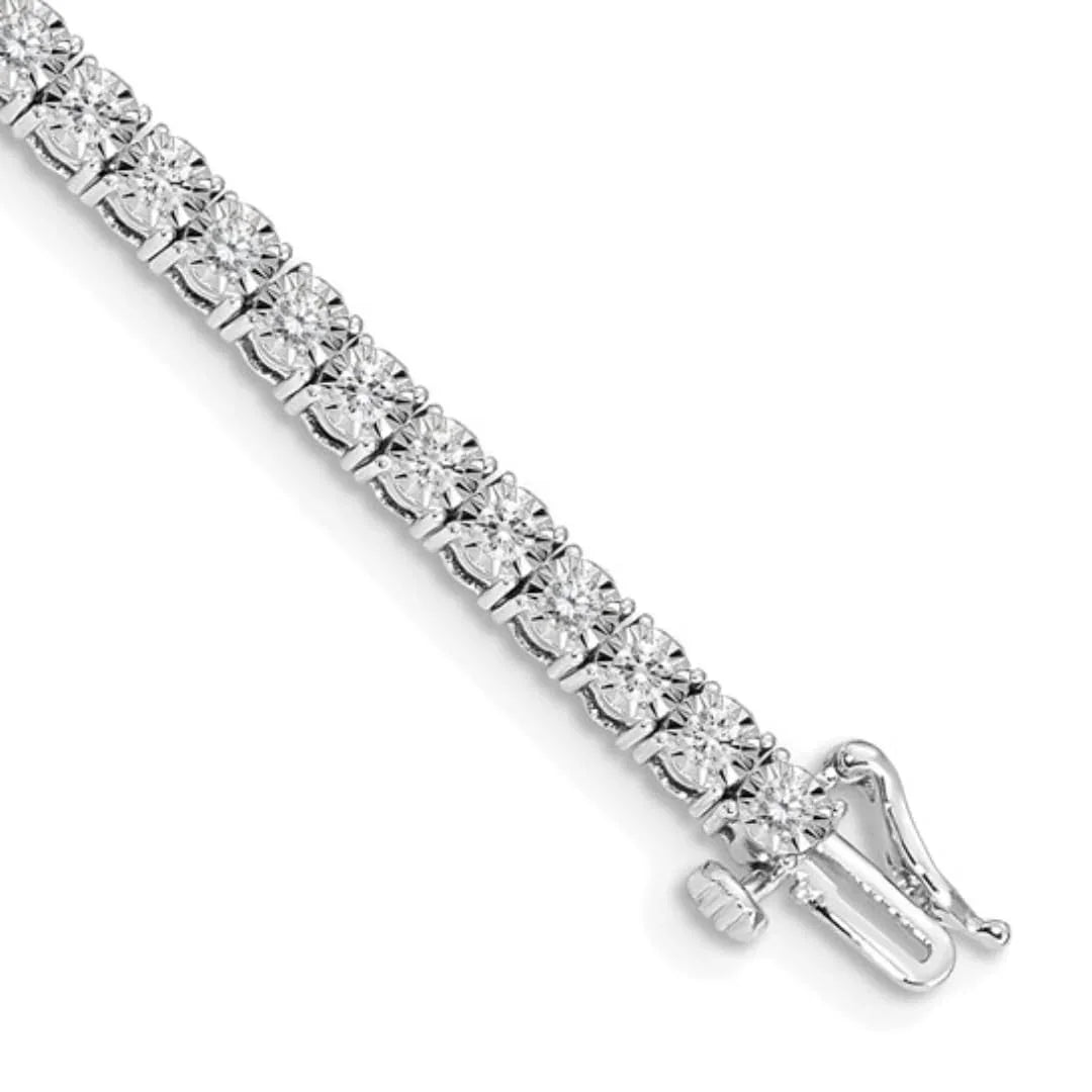 14k White Gold Lab Grown Diamond Illusion Setting Bracelet - Fine Diamond