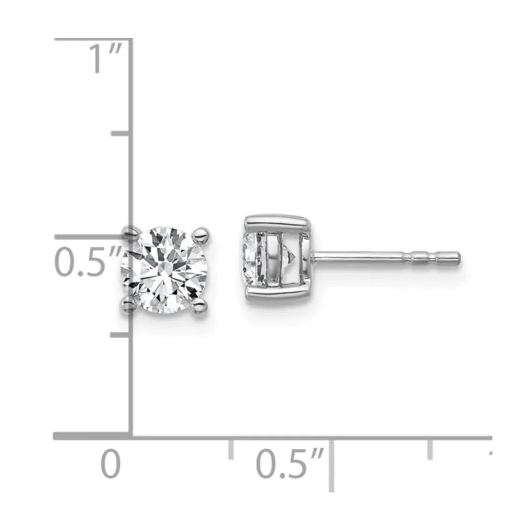 14K White Gold Round Shape Lab Diamond Stud Earrings - Fine Diamond