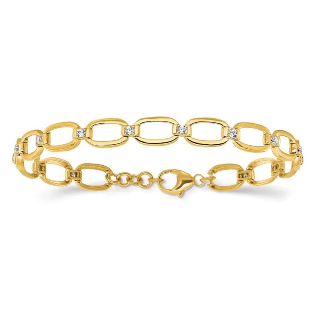 14k Yellow Gold 1/2 Carat Lab Diamond Oval Link Extension Bracelet - Fine Diamond