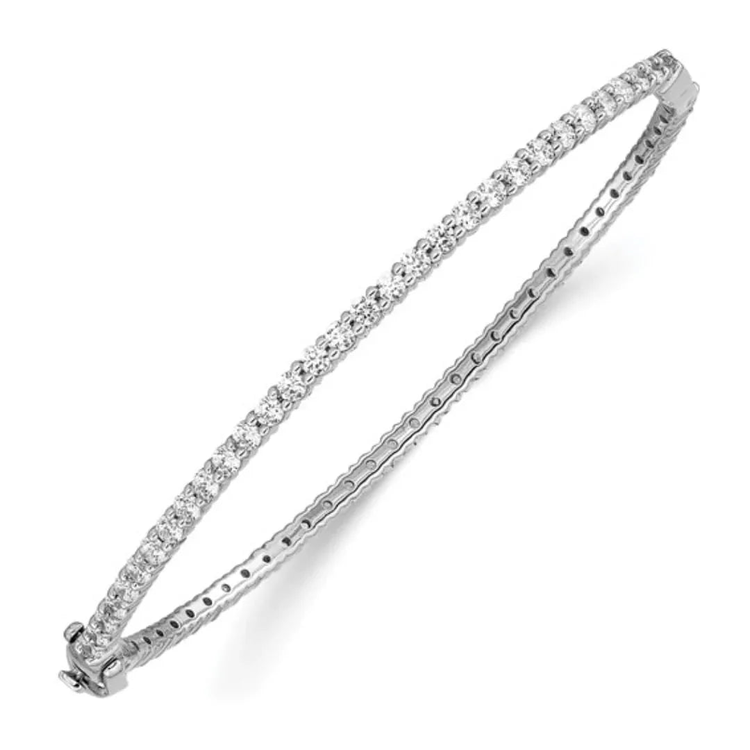 14k White Gold 1/2 Carat Lab Diamond Eternity Bangle Bracelet - Fine Diamond