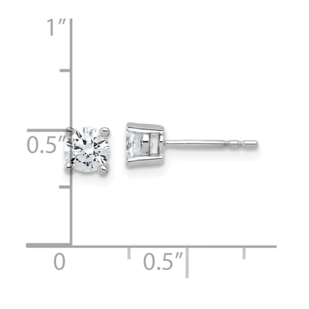 14K White Gold Round Lab Grown Diamond Stud Earrings - Fine Diamond