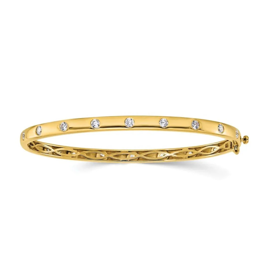 14k Yellow Gold 3/4 Carat Lab Grown Diamond Bangle Bracelet - Fine Diamond