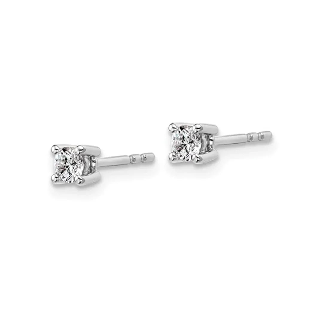 14K White Gold Lab Grown Diamond Round Shaped Diamond Stud Earrings - Fine Diamond