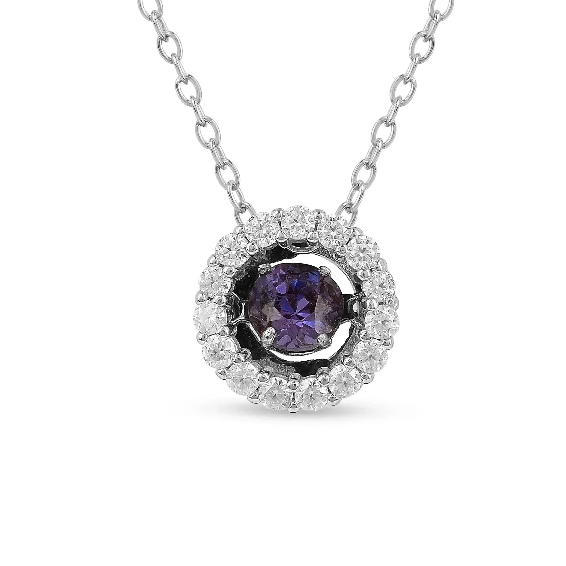 Created Alexandrite Dancing Stone Necklace - Fine Diamond