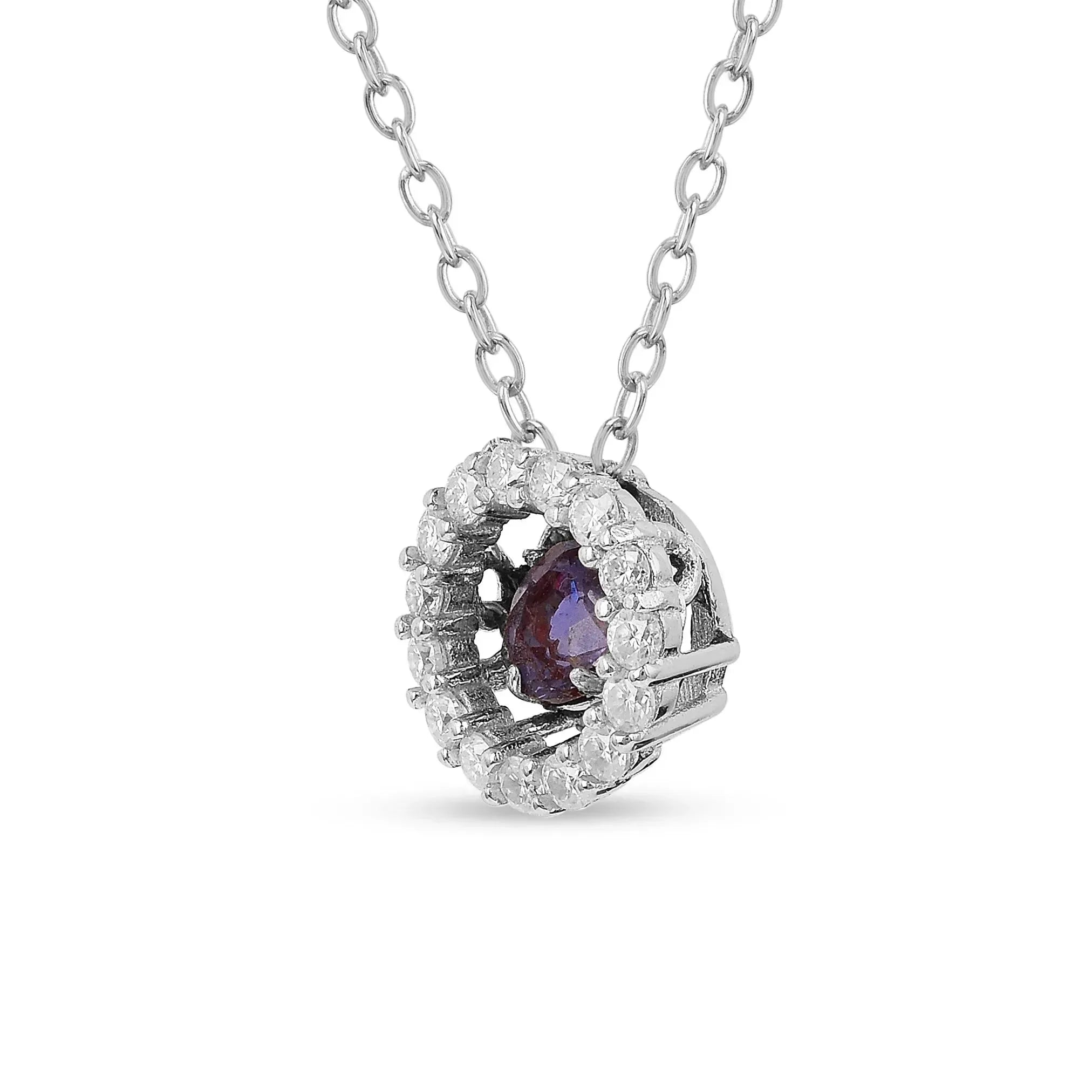 Created Alexandrite Dancing Stone Necklace - Fine Diamond