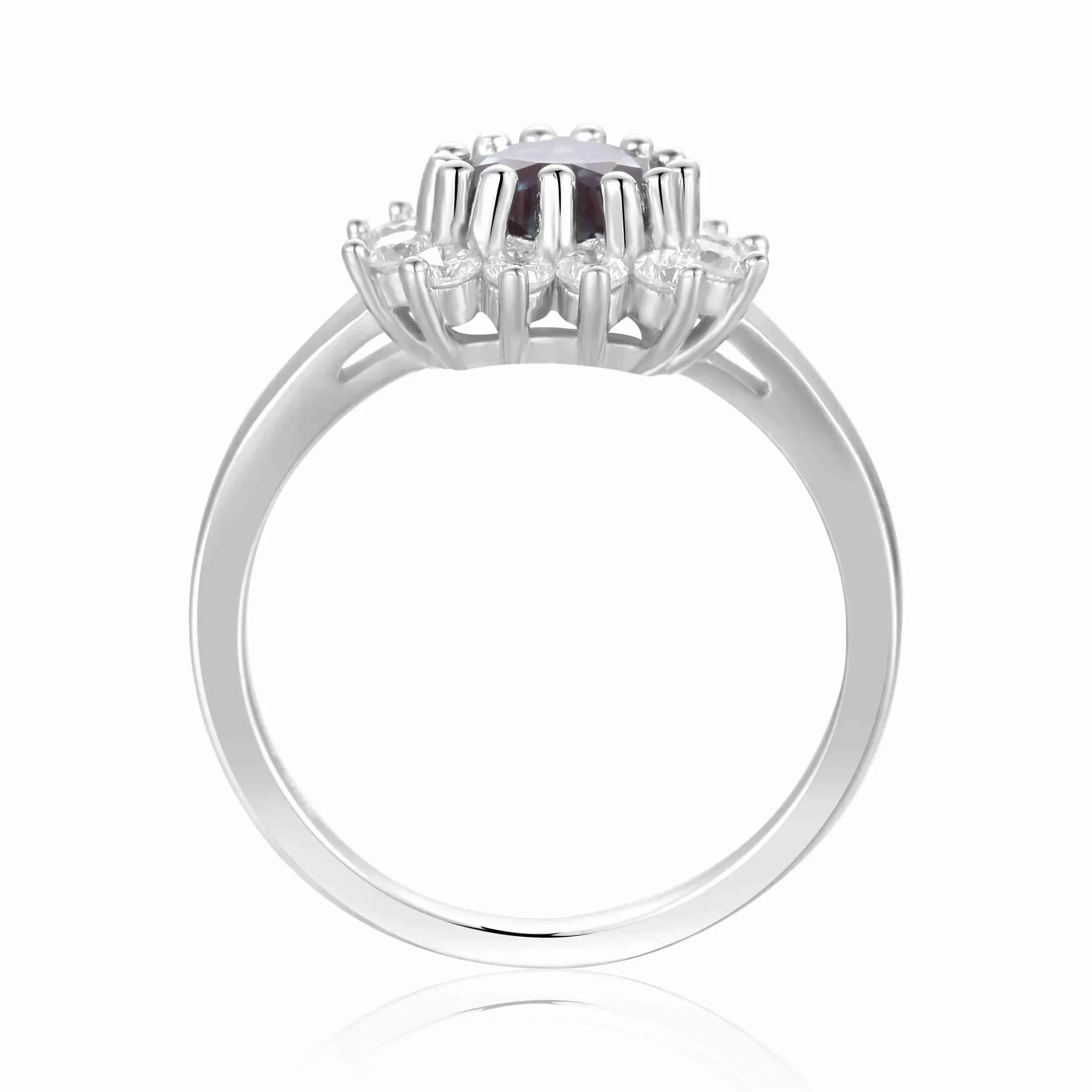 Alexandrite Halo Heart Ring - Fine Diamond