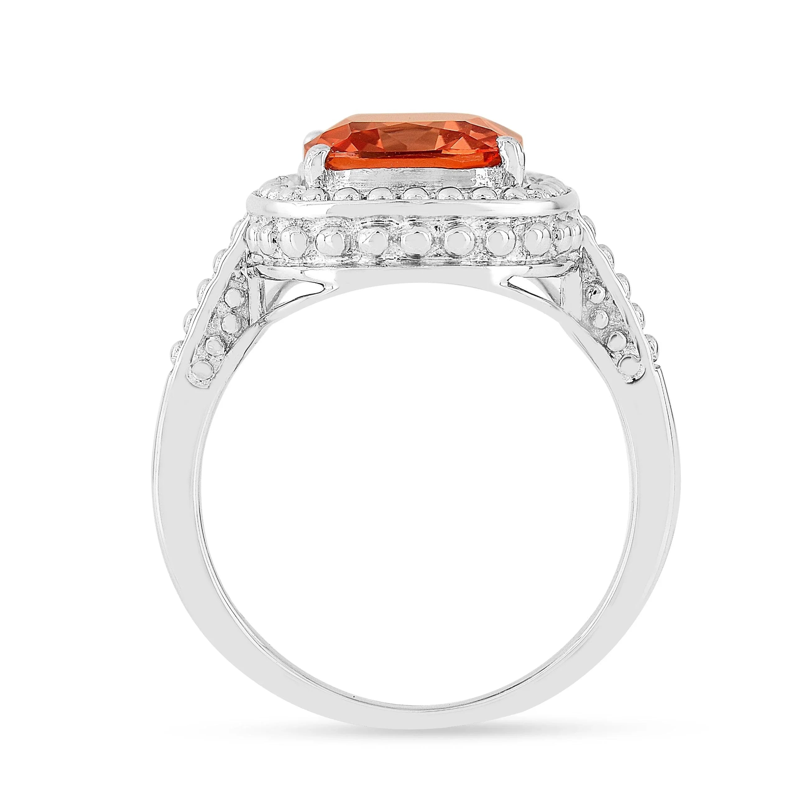 Peach Sapphire Cushion Ring - Fine Diamond