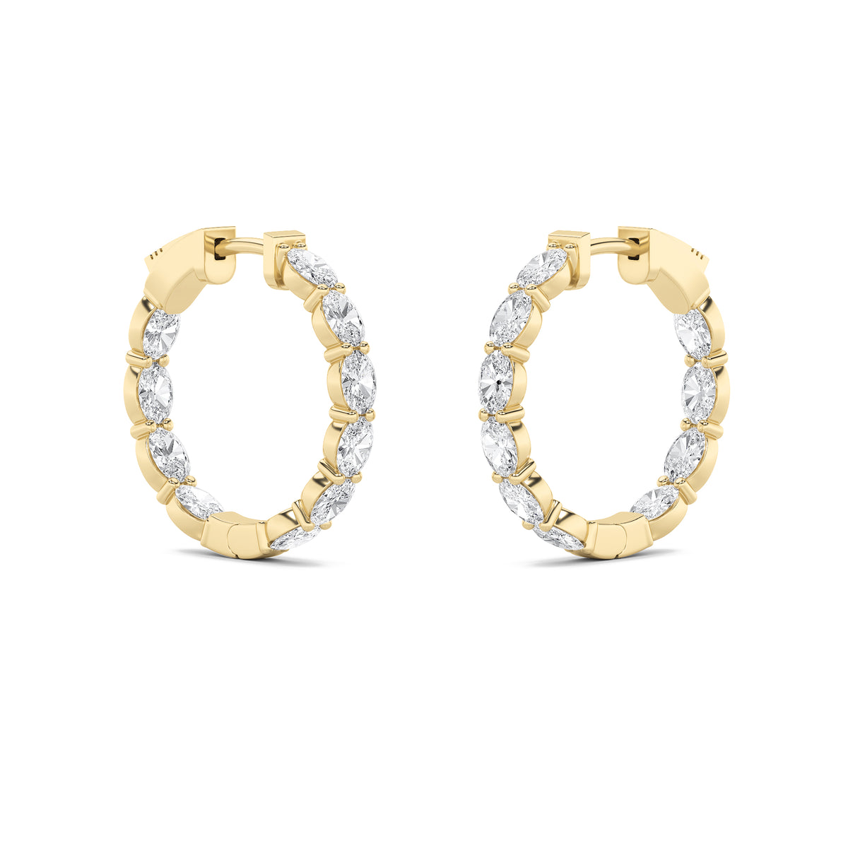 4.00 Cttw Oval Shaped Lab Grown Diamond Inside Out Hoop 14K Yellow Gold Earrings