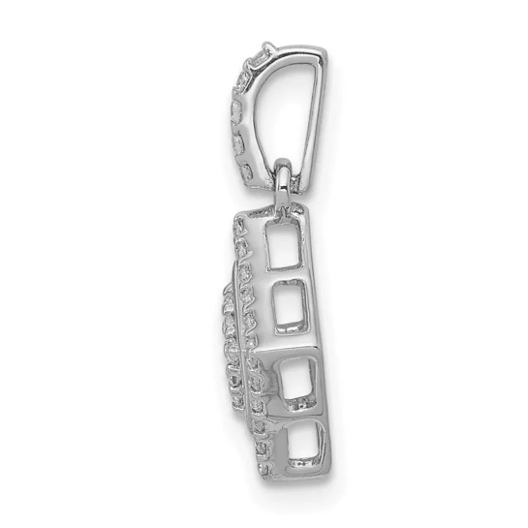 14k White Gold Square Cluster Diamond Pendant - Fine Diamond