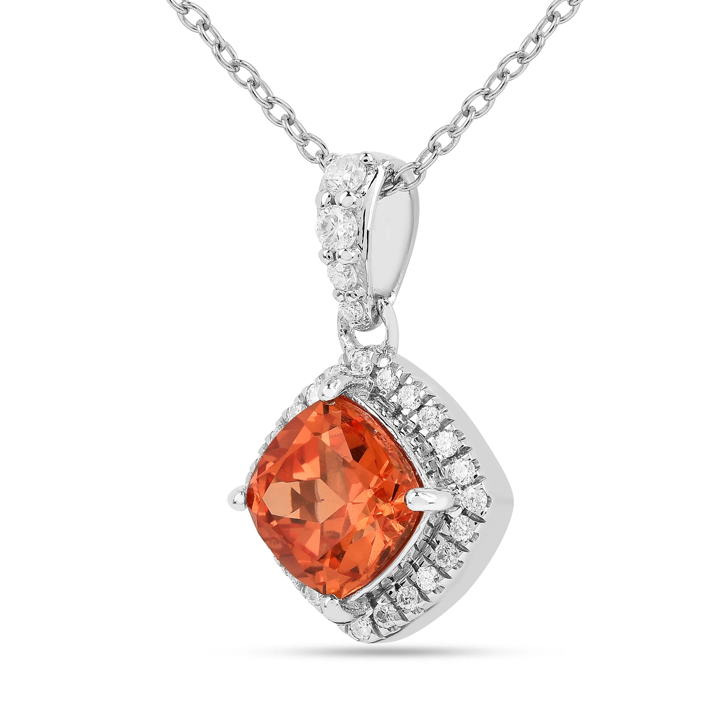 Peach Sapphire Cushion Pendant Necklace FineColorJewels 925 Sterling Silver, best gift for girls, best gift for women, dla-dm-discount-all-154898, gift for her, gift from daughter, Necklace, peach Gemstone, Peach Sapphire Jewelry, peach Sapphire necklace, peach sapphire pendant necklaceLab Created Padparadscha necklaces, Pink Orange Sapphire, square necklace, Trending Jewelry, Valentine's Day gift