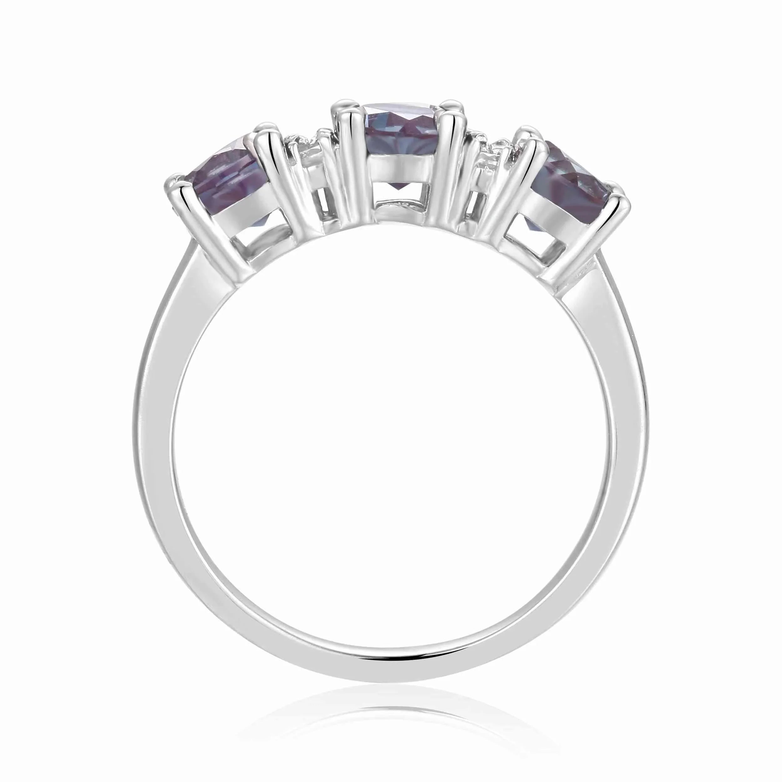 Alexandrite Three Stone Ring - Fine Diamond