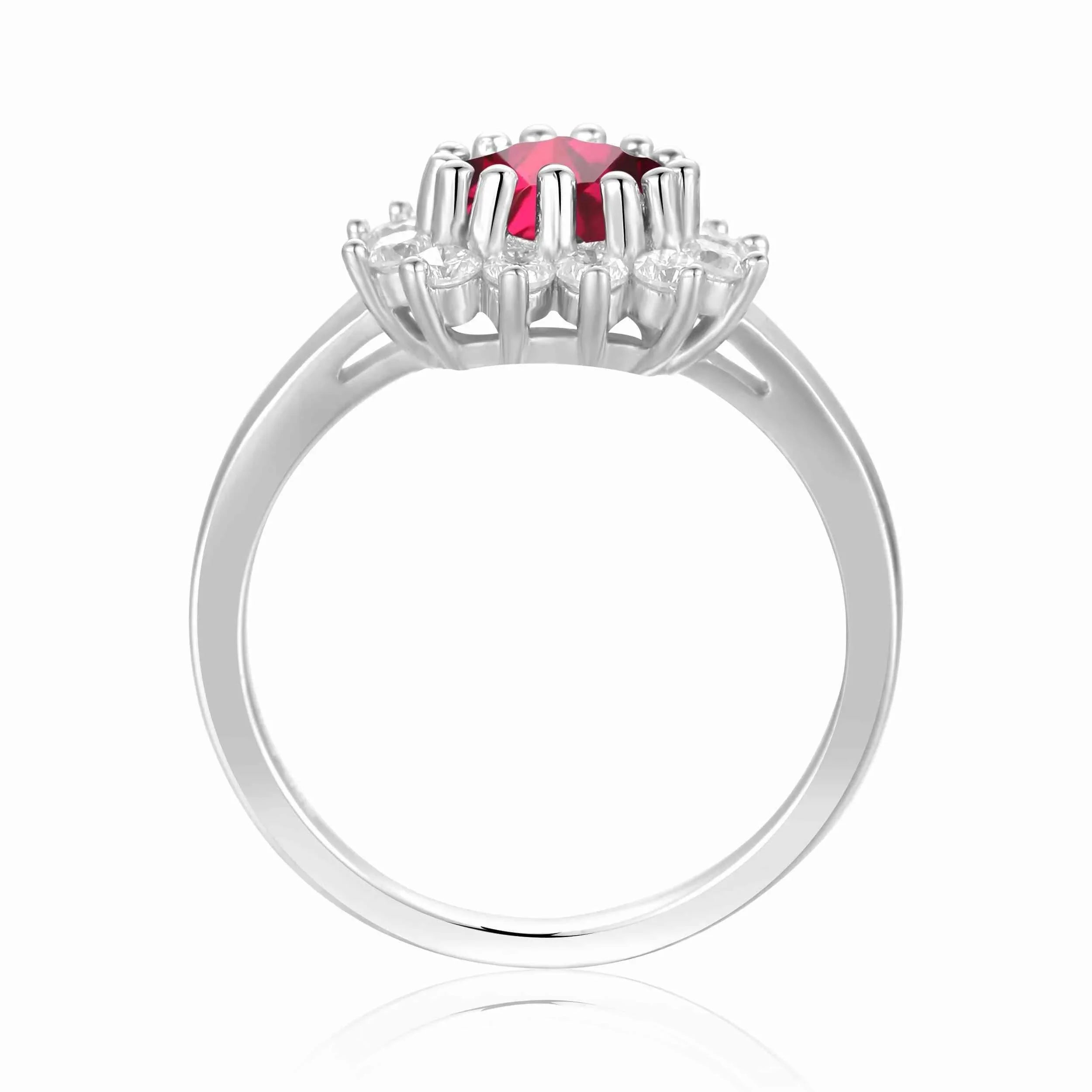 Ruby Halo Heart Ring - Fine Diamond
