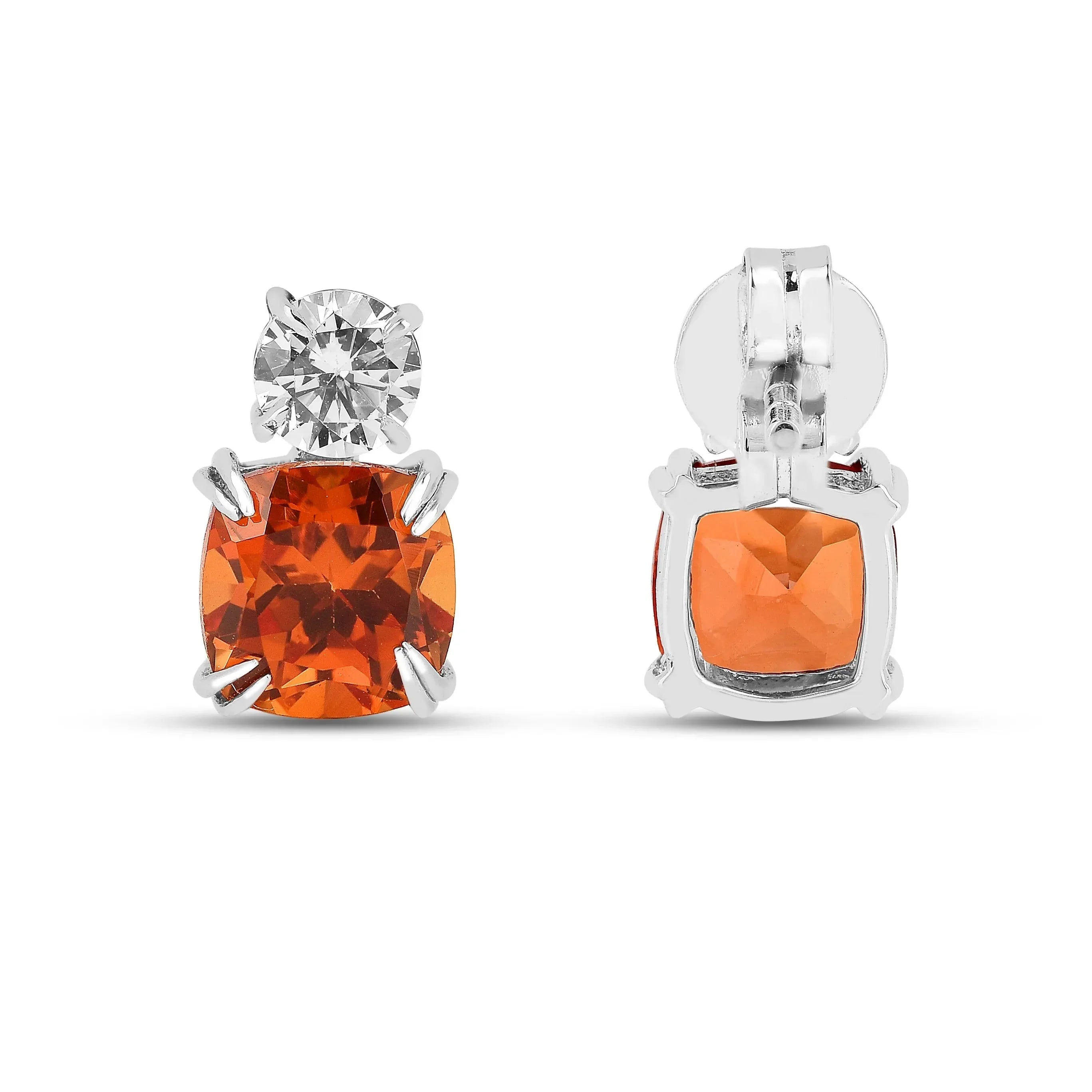 Peach Sapphire Stud Earrings - Fine Diamond