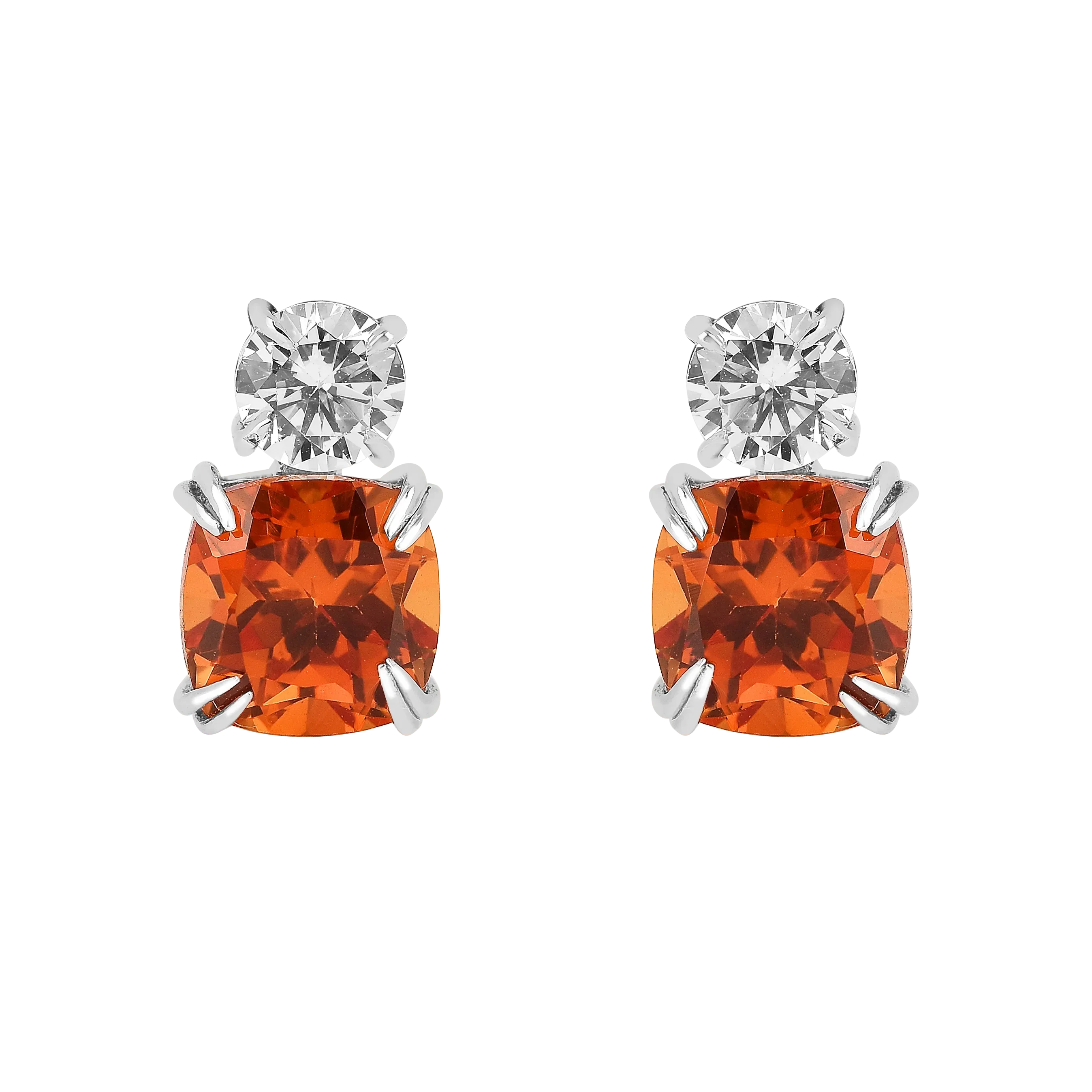 Peach Sapphire Stud Earrings - Fine Diamond
