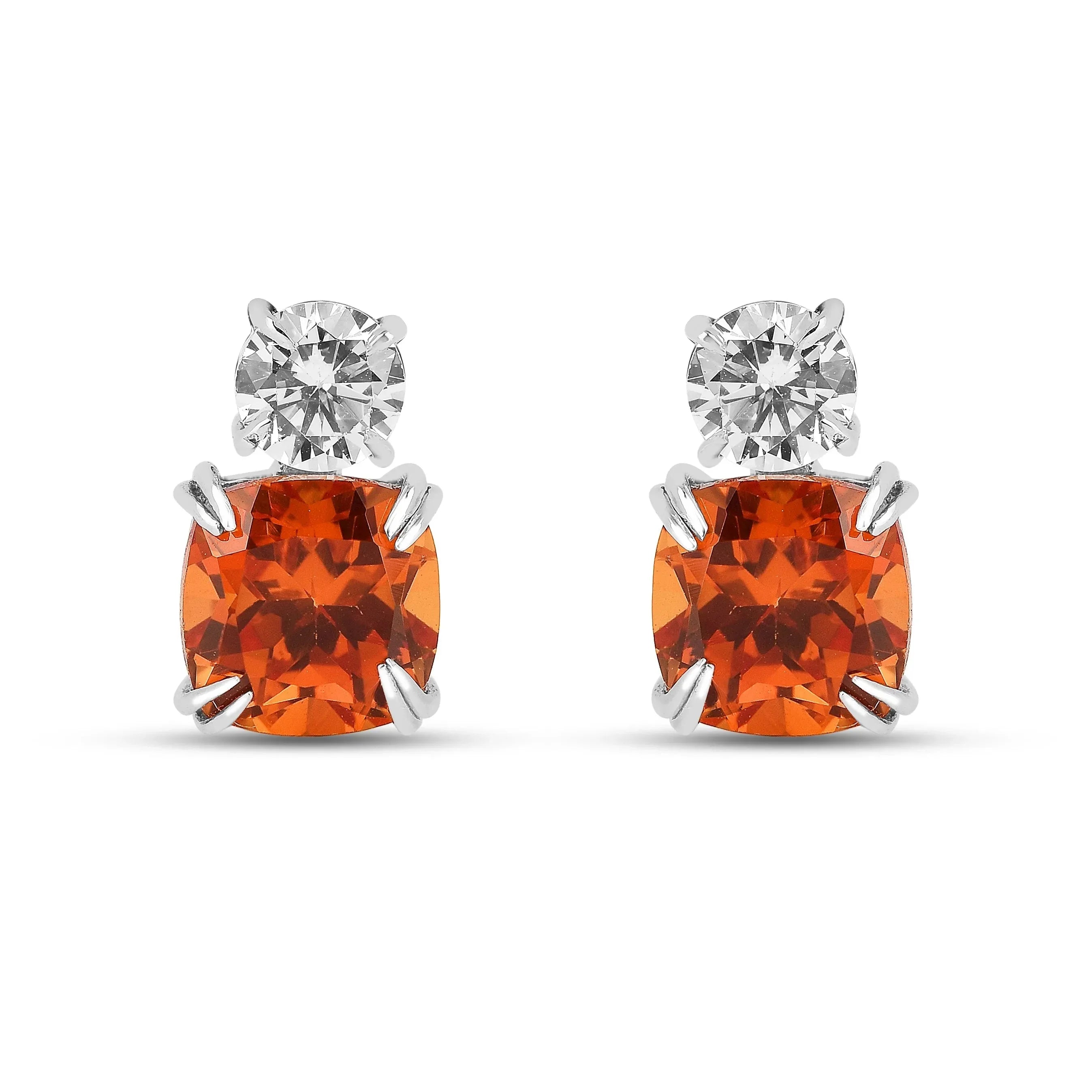 Peach Sapphire Stud Earrings - Fine Diamond