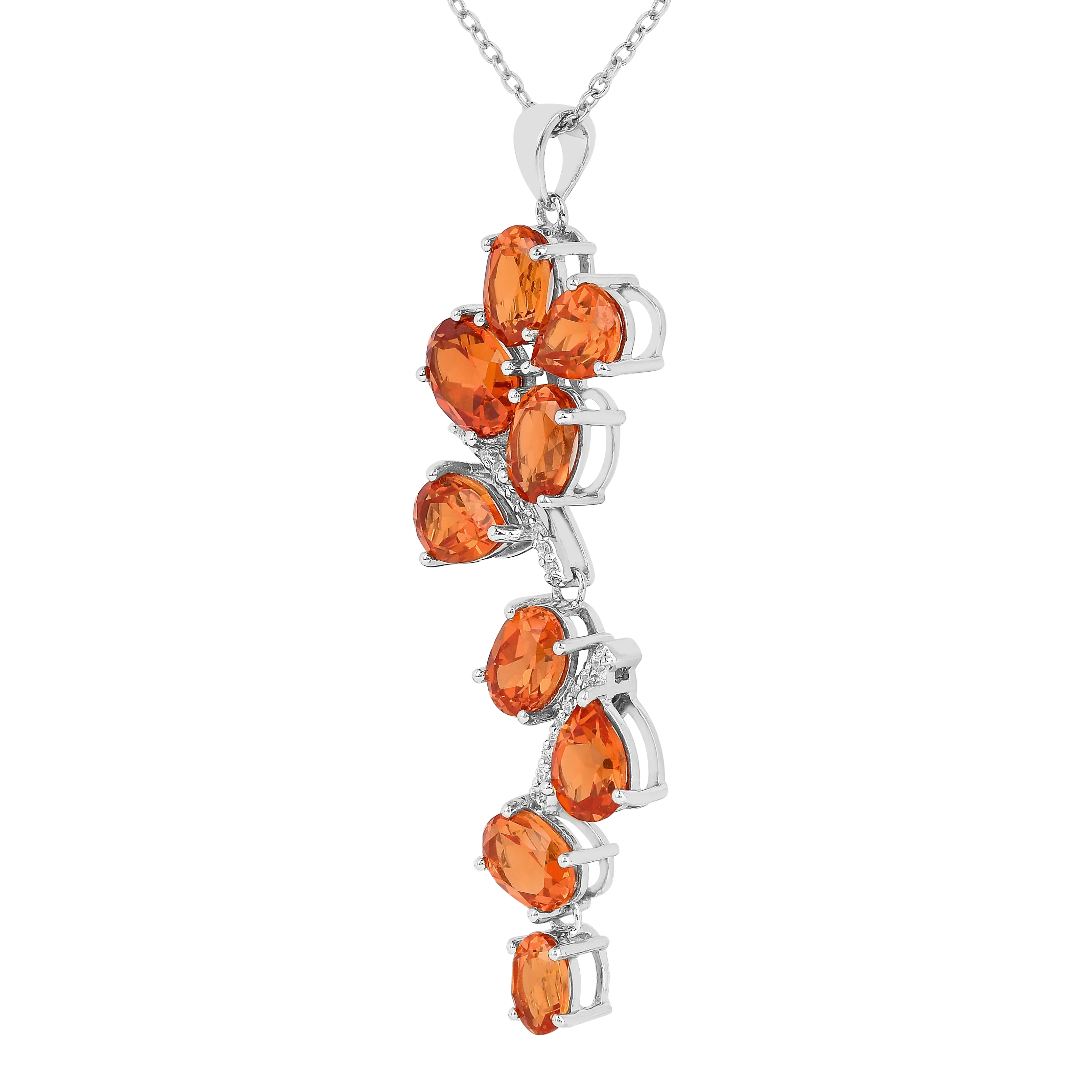 Peach Sapphire Leaf Pendant Necklace - Fine Diamond