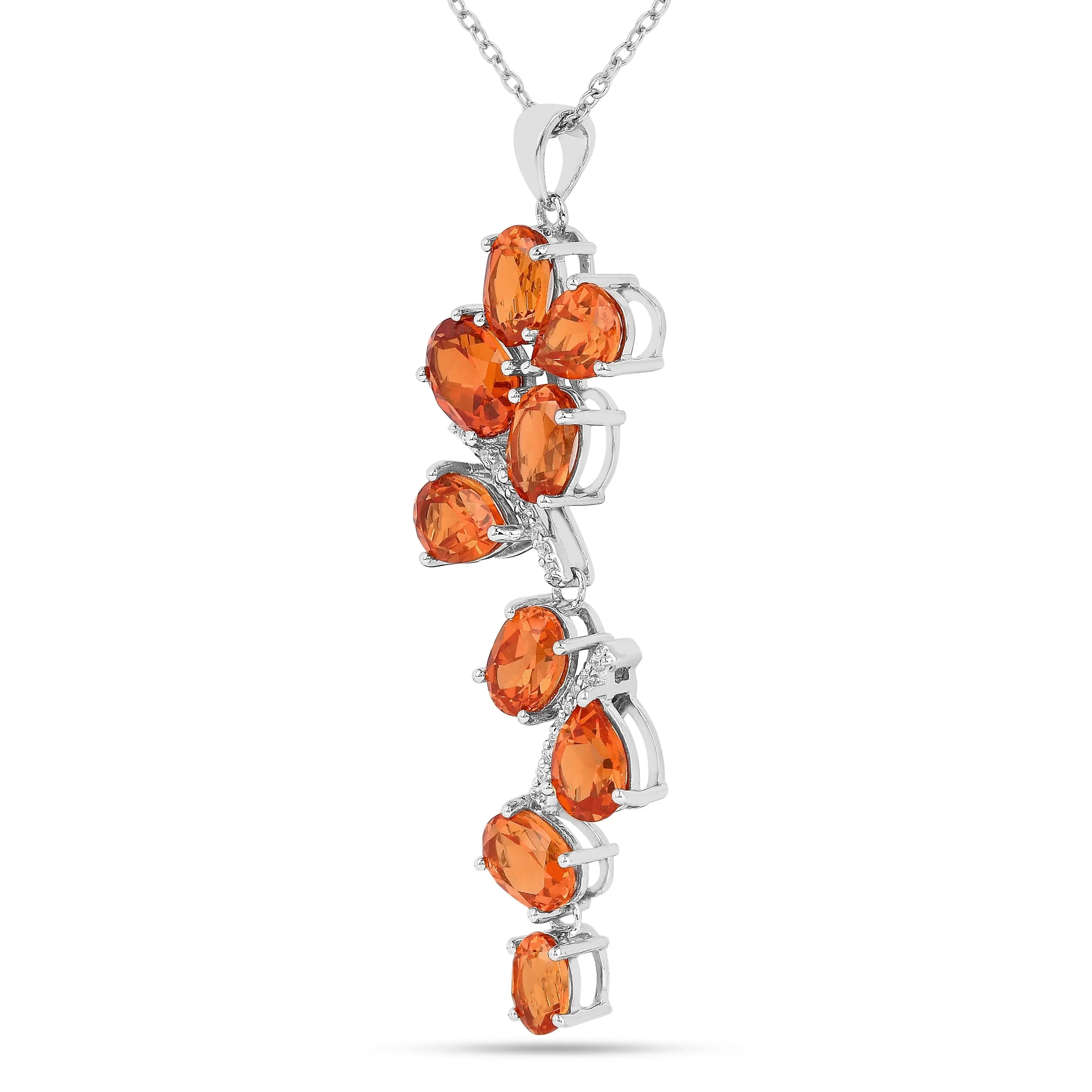 Peach Sapphire Leaf Pendant Necklace - Fine Diamond