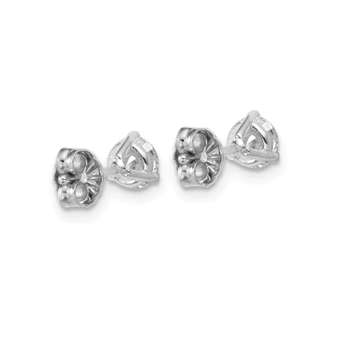 14K White Gold Lab Grown Diamond Round Shaped Stud Earrings - Fine Diamond