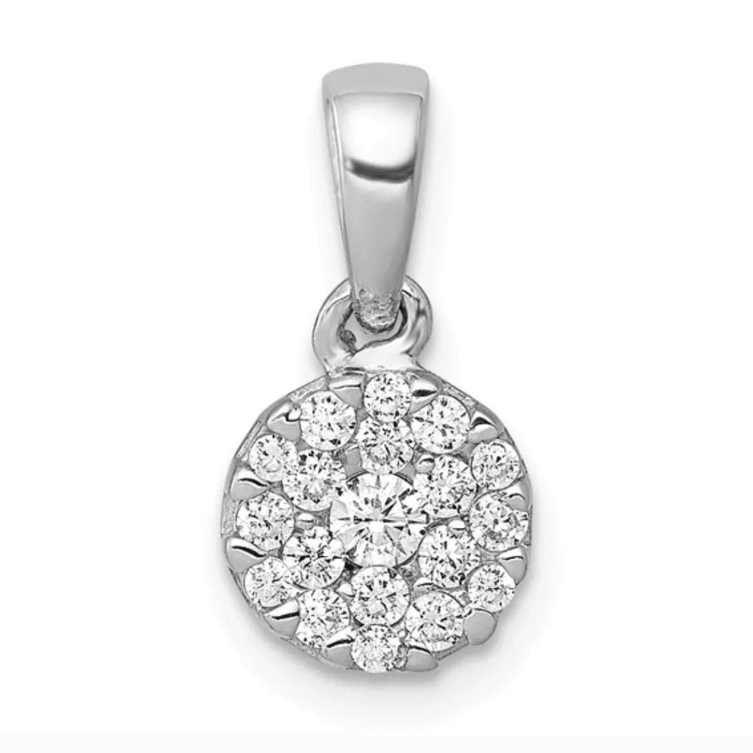 14K White Gold Lab Grown Diamond Circle Cluster Pendants - Fine Diamond
