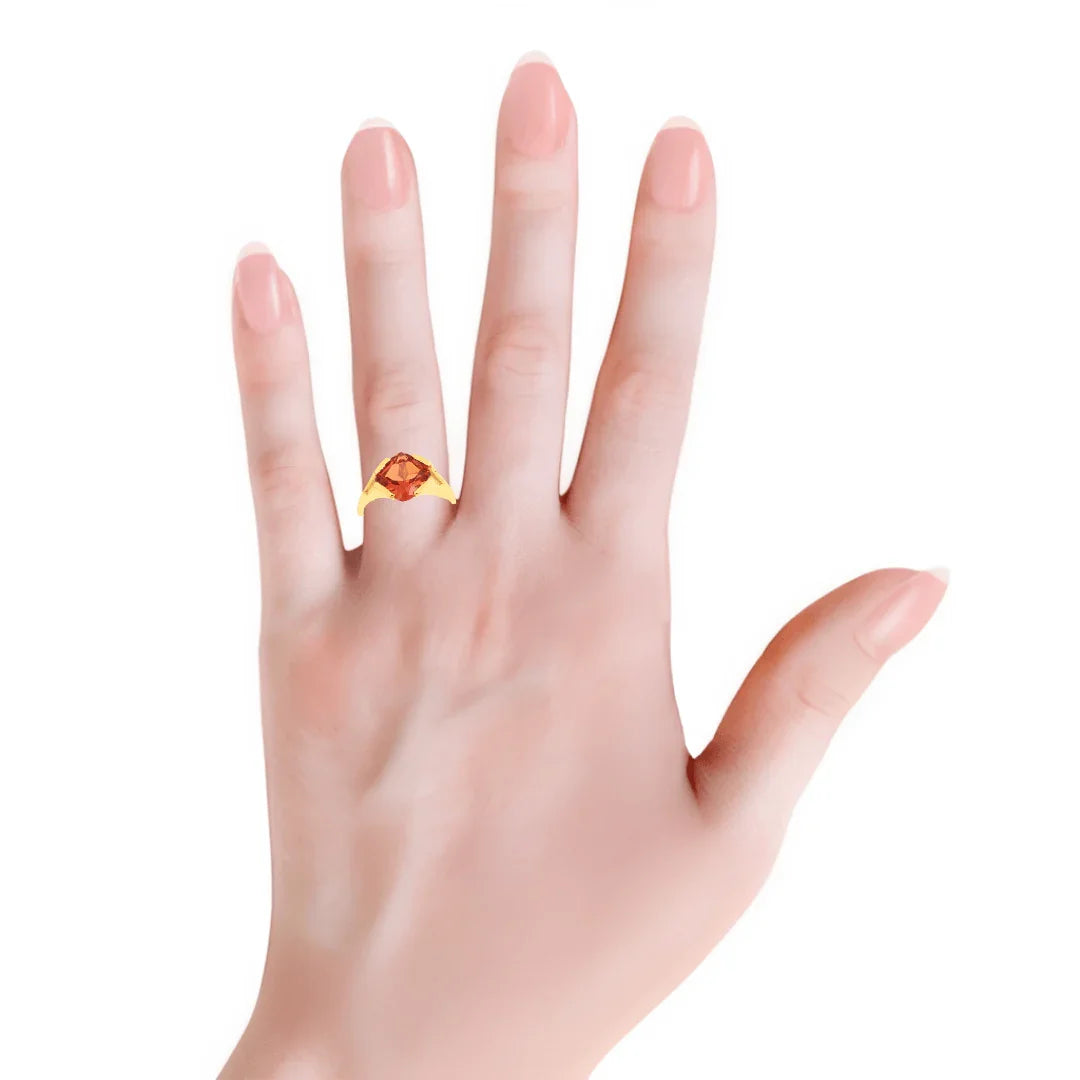 Cushion Peach Sapphire Ring - Fine Diamond