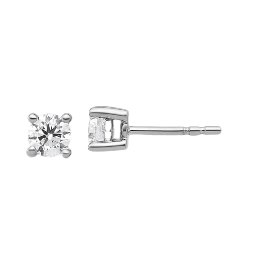 14K White Gold Round Lab Grown Diamond Stud Earrings - Fine Diamond