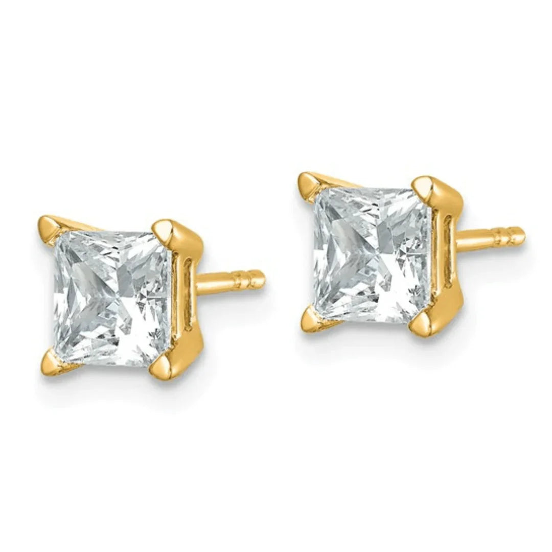 14k Gold Lab Grown Diamond Square Stud Earrings - Fine Diamond