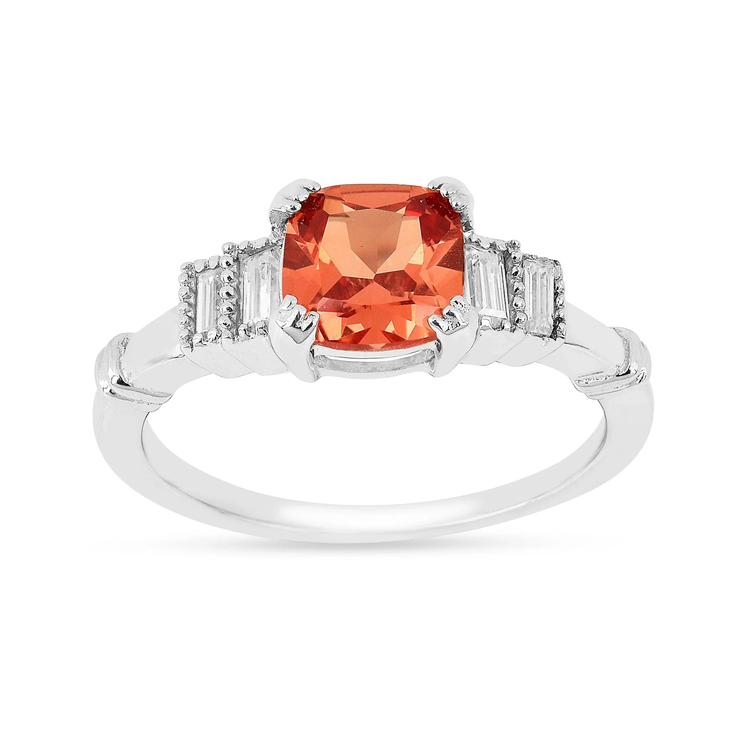 Peach Sapphire Five Stone Ring - Fine Diamond
