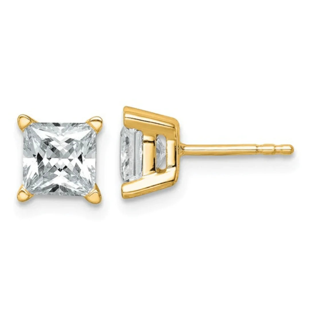 14k Gold Lab Grown Diamond Square Stud Earrings - Fine Diamond