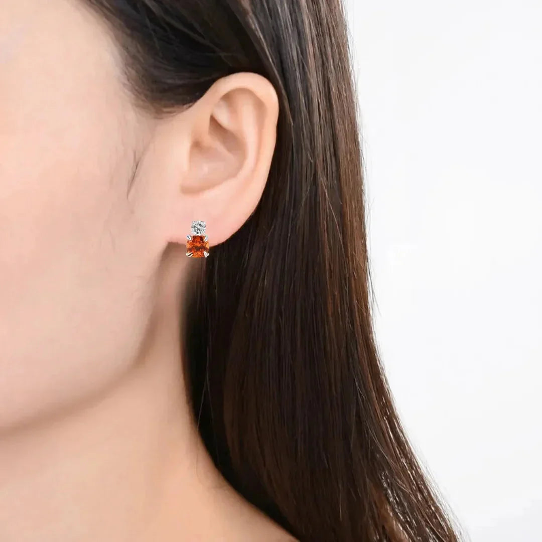 Peach Sapphire Stud Earrings - Fine Diamond