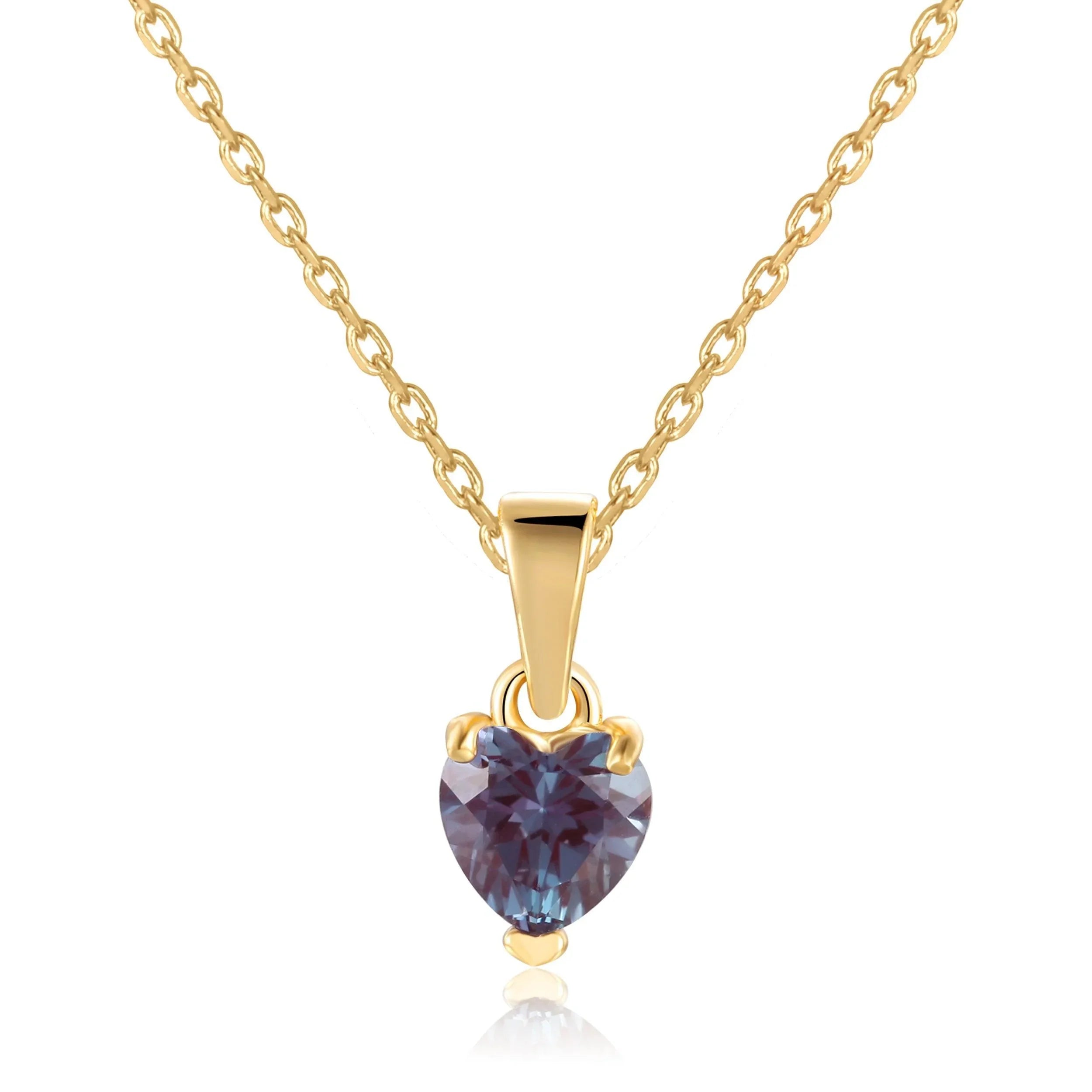 Alexandrite Yellow Gold Heart Necklace - Fine Diamond