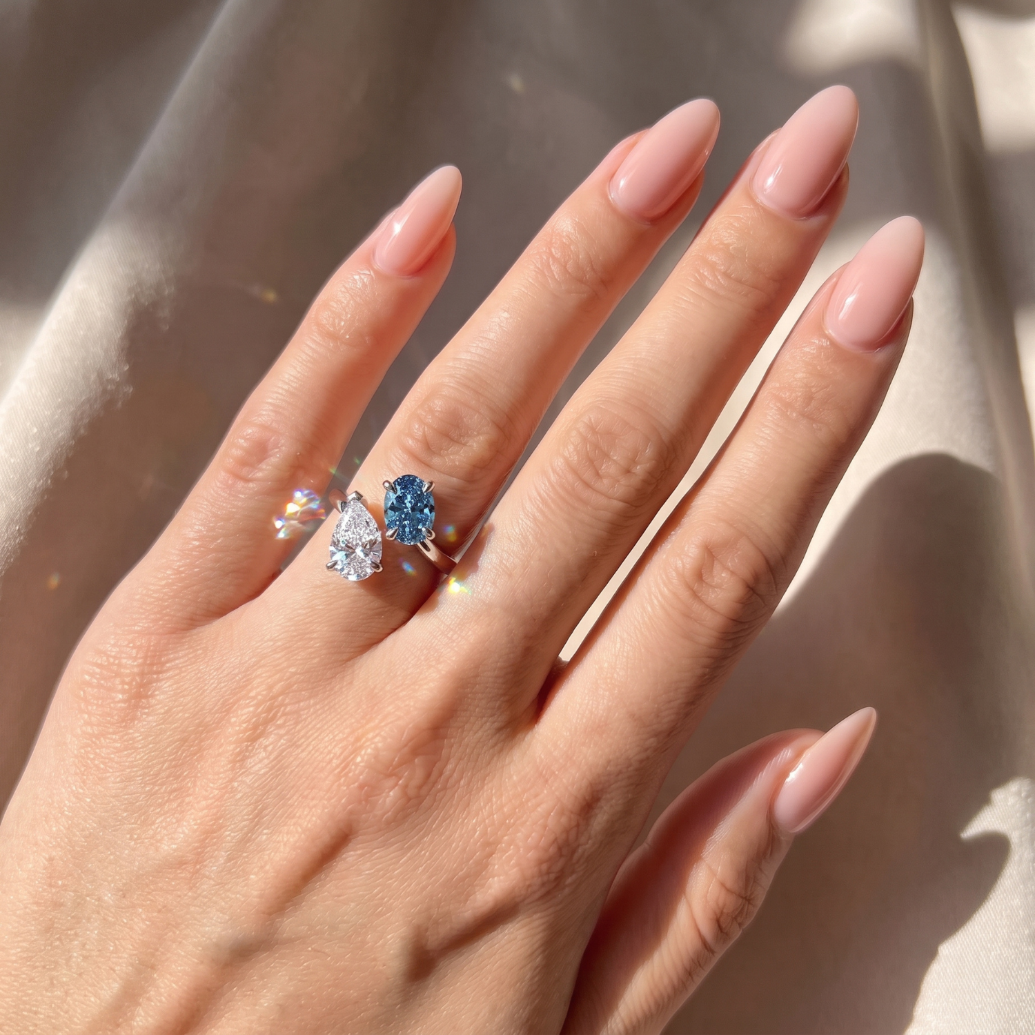 3Cttw Oval Shaped Lab Grown Diamond (F/VS) Toi et Moi Fashion Engagement Ring in 14K Gold