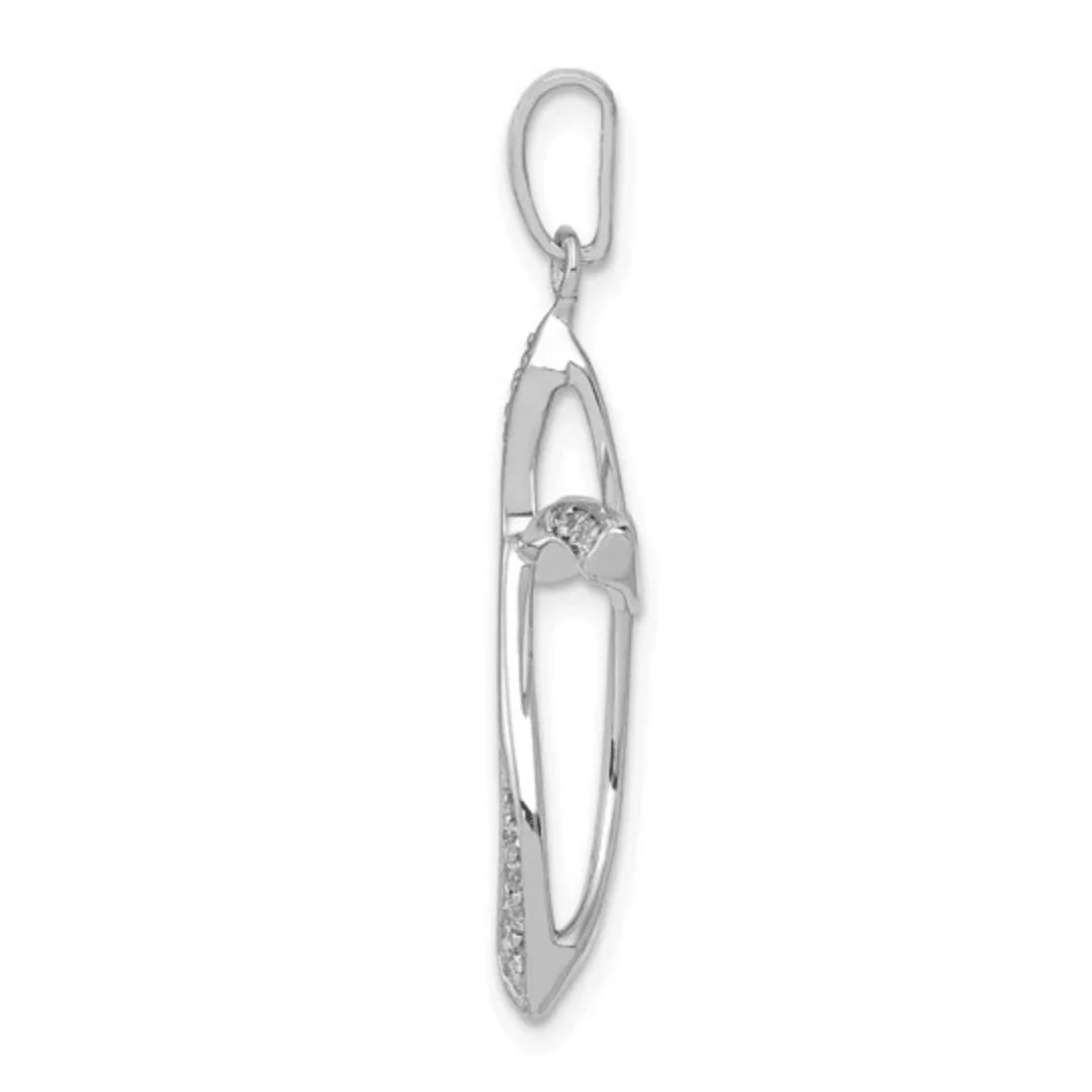 14K White Gold Lab Diamond Cross Pendant - Fine Diamond