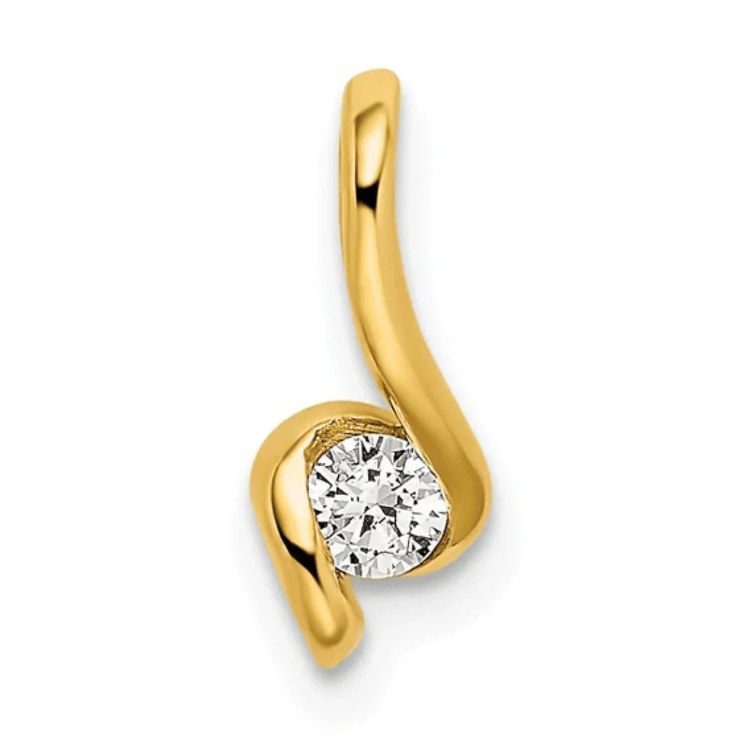 14K Gold Lab Grown Diamond Solitaire Pendant - Fine Diamond