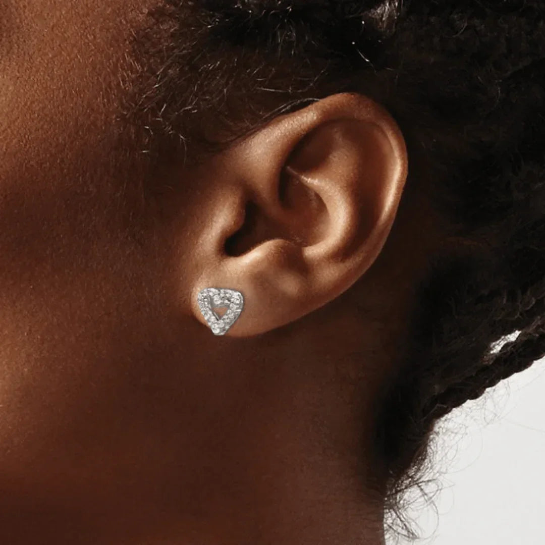10K White Gold Lab Grown Diamond Heart Stud Earrings - Fine Diamond