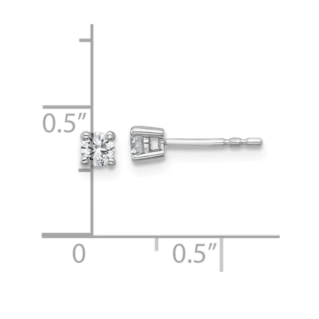 14K White Gold Lab Grown Diamond Round Shaped Diamond Stud Earrings - Fine Diamond
