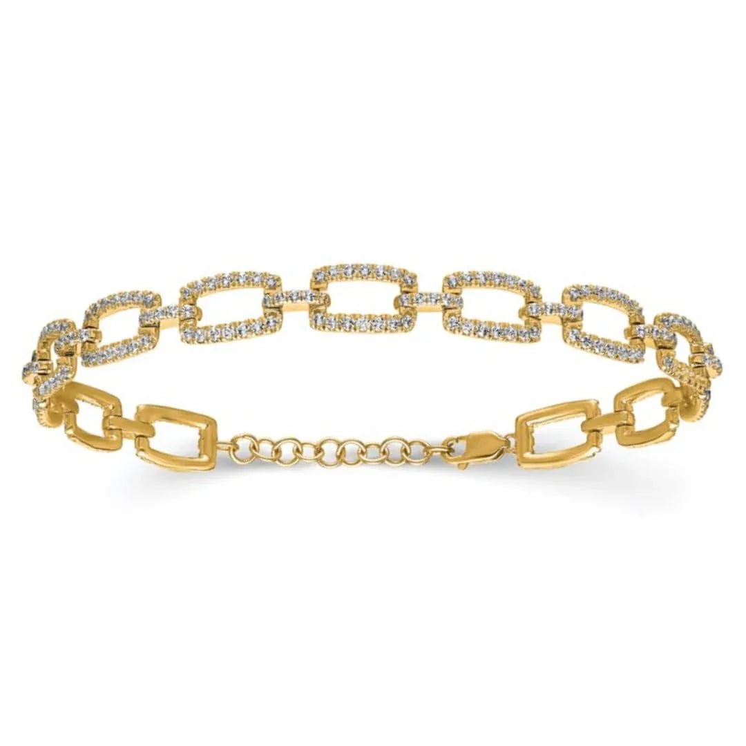 14k Yellow Gold 5/8 Carat Lab Grown Diamond Link Bracelet - Fine Diamond