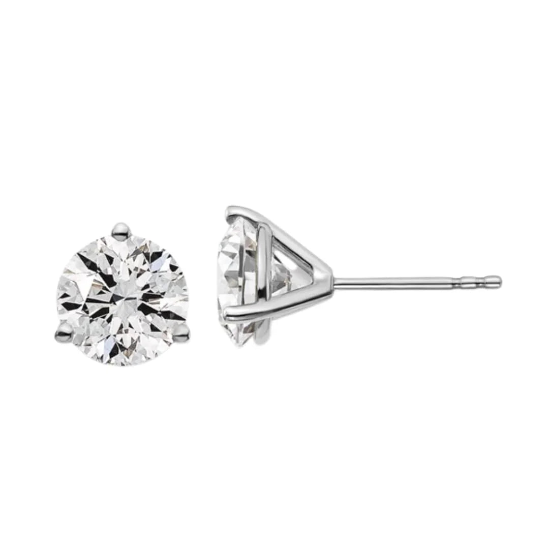 14K White Gold Round Shape Lab Diamond Stud Earrings - Fine Diamond