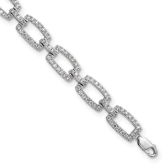 14k White Gold 5/8 Carat Lab Grown Diamond Link Bracelet - Fine Diamond