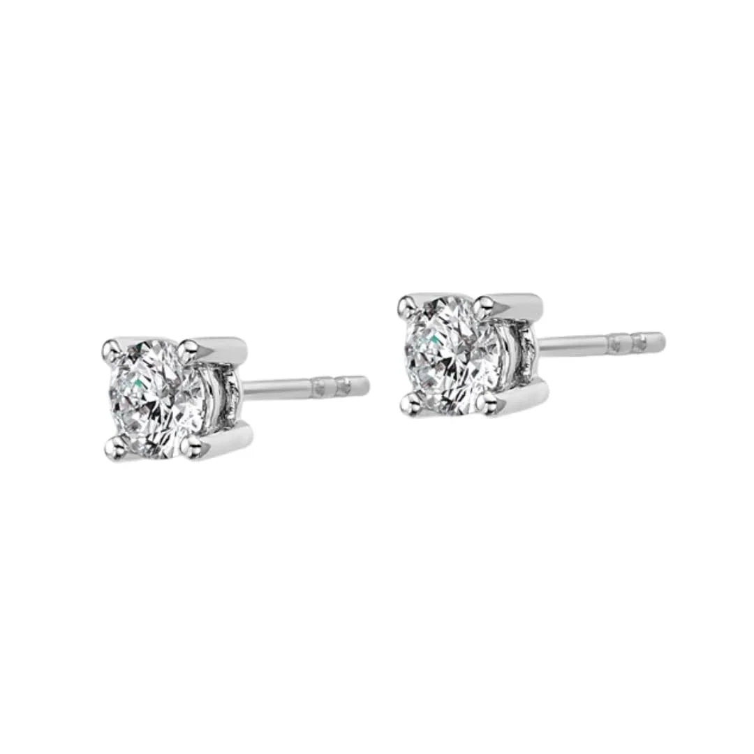 14k White Gold Lab Grown Diamond Round Shaped Stud Earrings - Fine Diamond