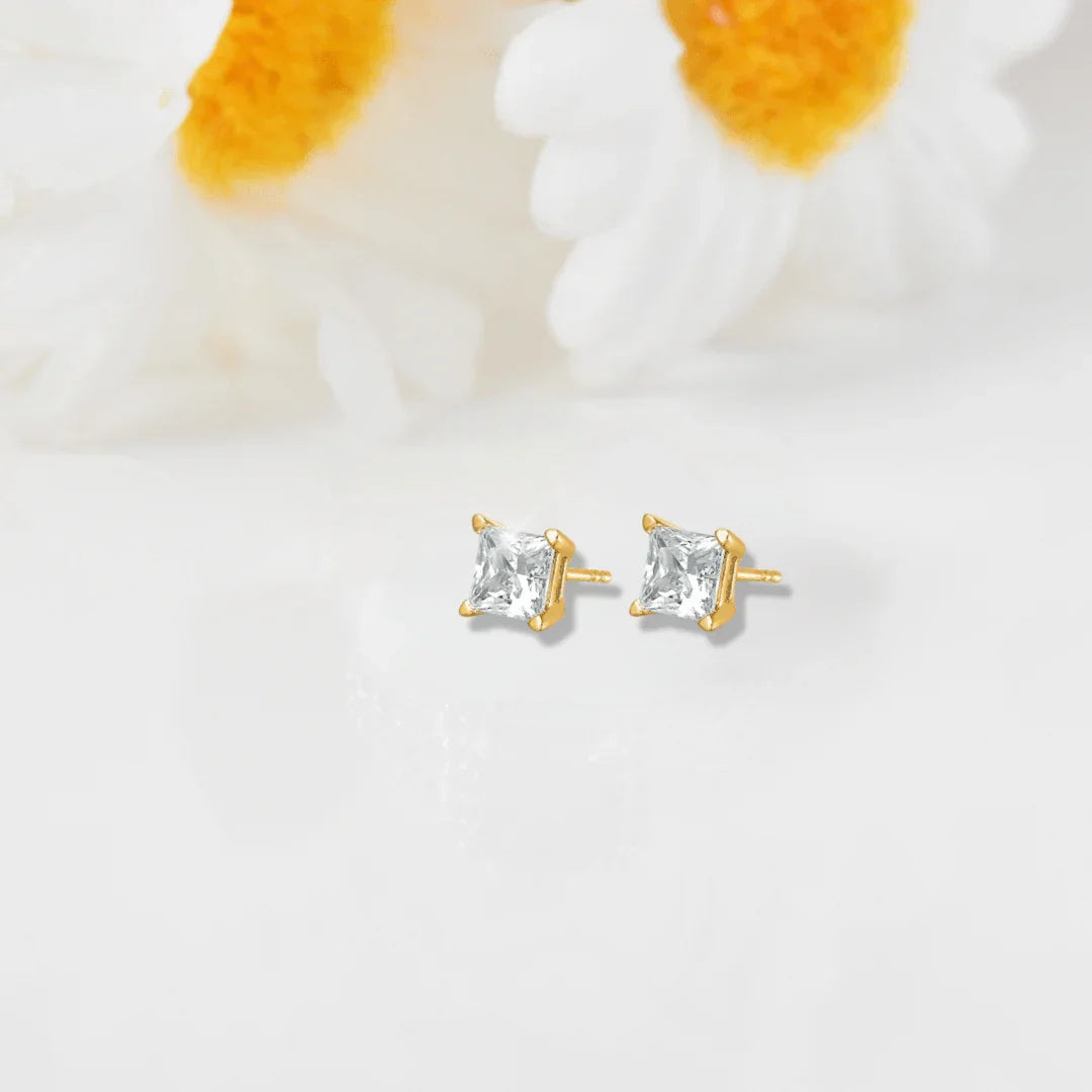 14k Gold Lab Grown Diamond Square Stud Earrings - Fine Diamond