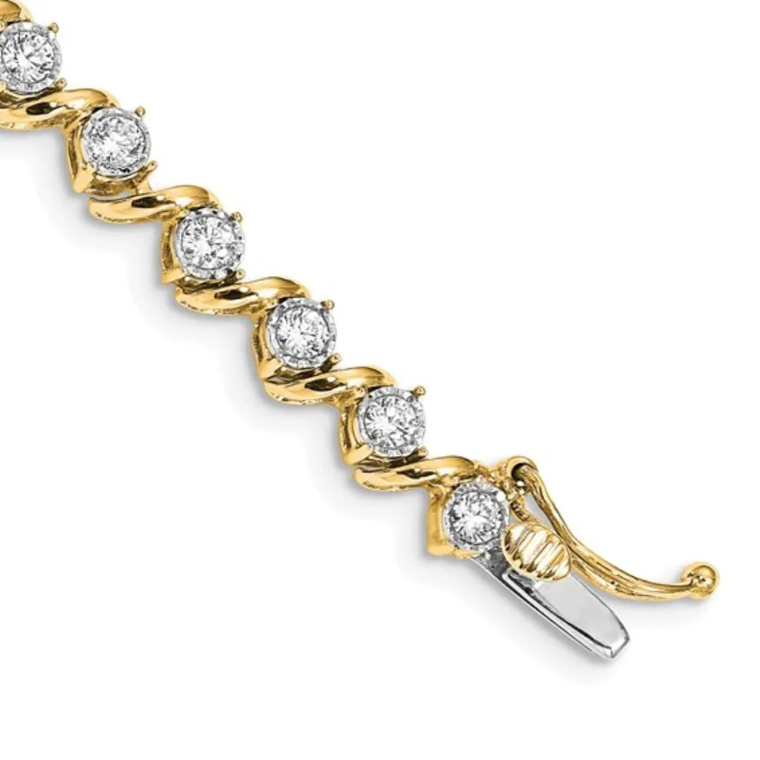 14k Yellow Gold Lab Grown Diamond Fancy Tennis Bracelet - Fine Diamond