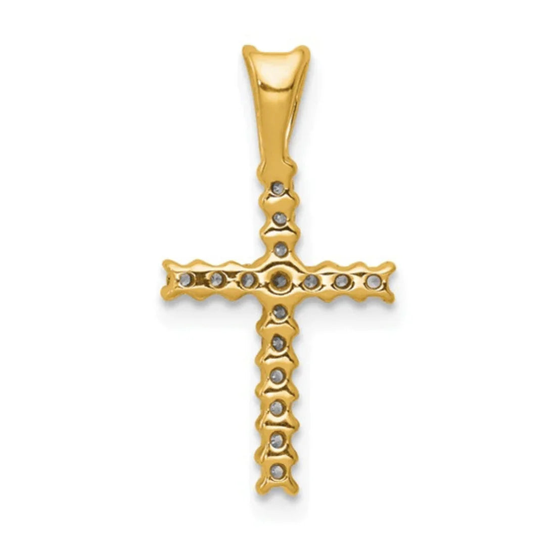 14K Gold Pave Diamond Cross Pendant - Fine Diamond