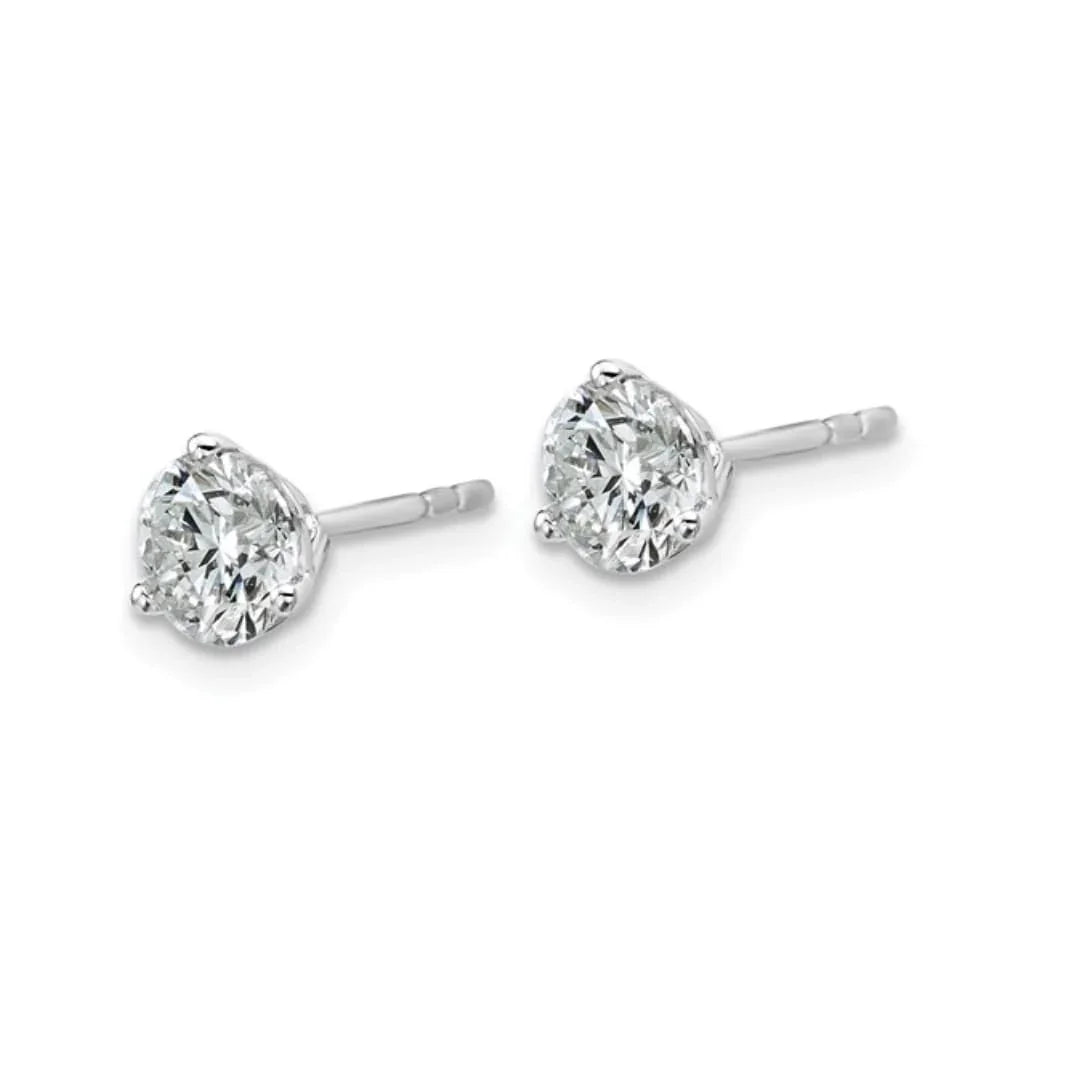 14K White Gold Lab Diamond Round Shaped Stud Earrings - Fine Diamond
