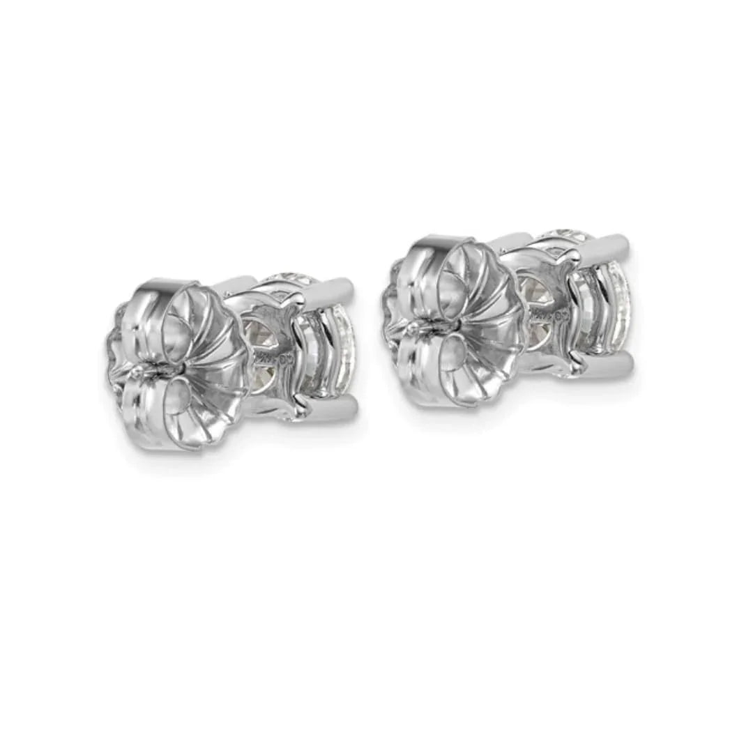 14K White Gold Lab Diamond Round Shaped Stud Earrings - Fine Diamond