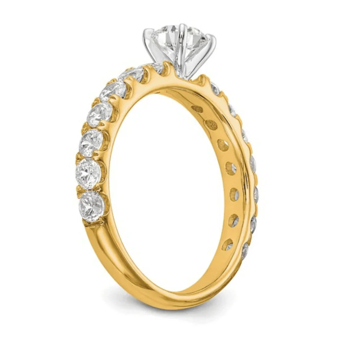 14K Gold Lab Diamond Solitaire Pave Ring - Fine Diamond
